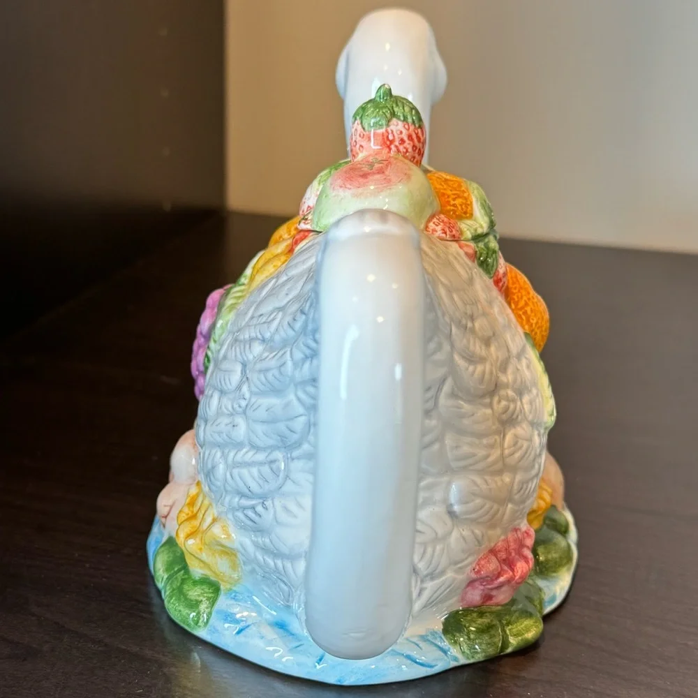 Vintage Colorful Swan Ceramic Teapot